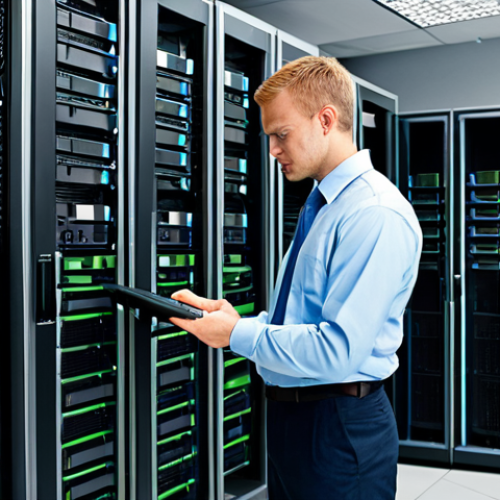 Home 7 **
"A system administrator, fully clothed in professional attire, maintaining computer systems in a modern server room, appropriate content, safe for work, perfect anatomy, correct proportions, professional, well-formed hands, proper finger count, natural body proportions, family-friendly."
**